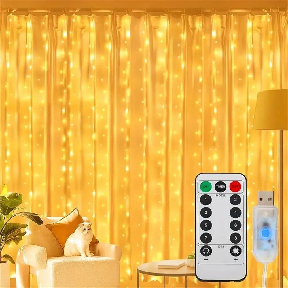USB RGB Garland Curtain Festoon LED Lights Fairy Light Ramadan Christmas Tree Decoration 2024 Bedroom Room Decor Aesthetic