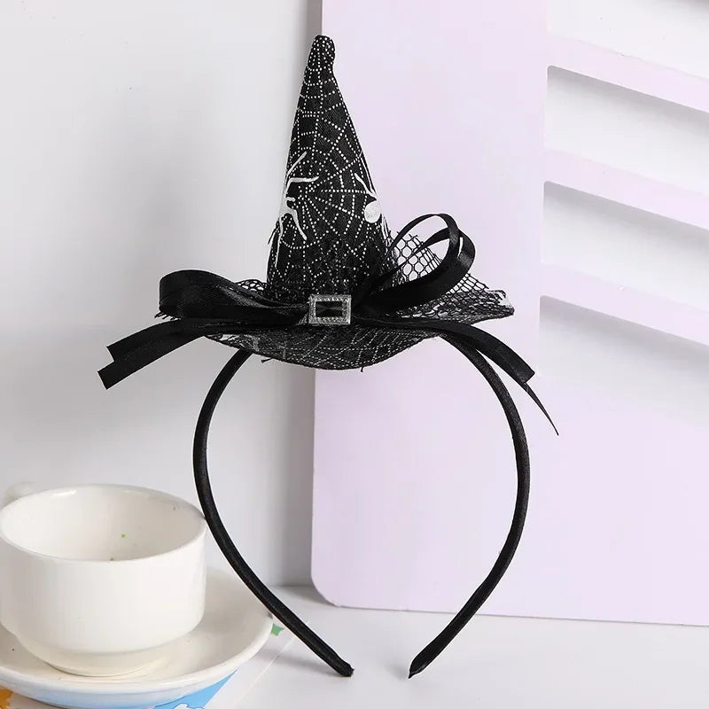 Halloween Witch Hat Headband Pumpkin Skull Spider Web Head Band Ghost Festival Kids Girls Costume Happy Halloween Day Party Hats