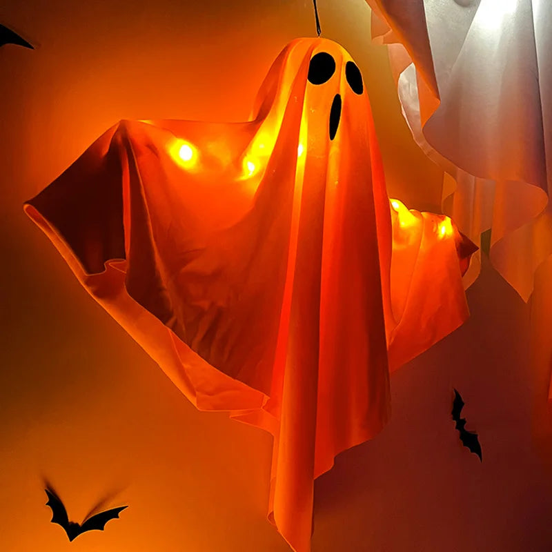 Halloween LED Glow Ghost Lights for Home Indoor Outdoor Hanging Decoration Haunted House Horror Props Bar Supplies 2024 New