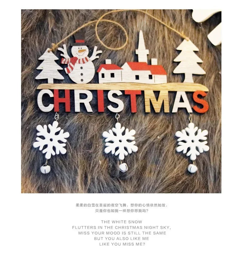Christmas Decorative Door Hanger Wooden Pendant Christmas Gift Christmas Home Decoration New Year Naviidad Door Pendants