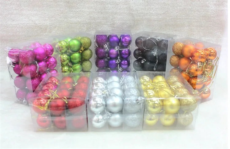 24Pcs Christmas Balls Ornament Plastic Christmas Tree Gold Red Pink Ball Pendant Hanging Decor Christmas Decoration 2024 Navidad