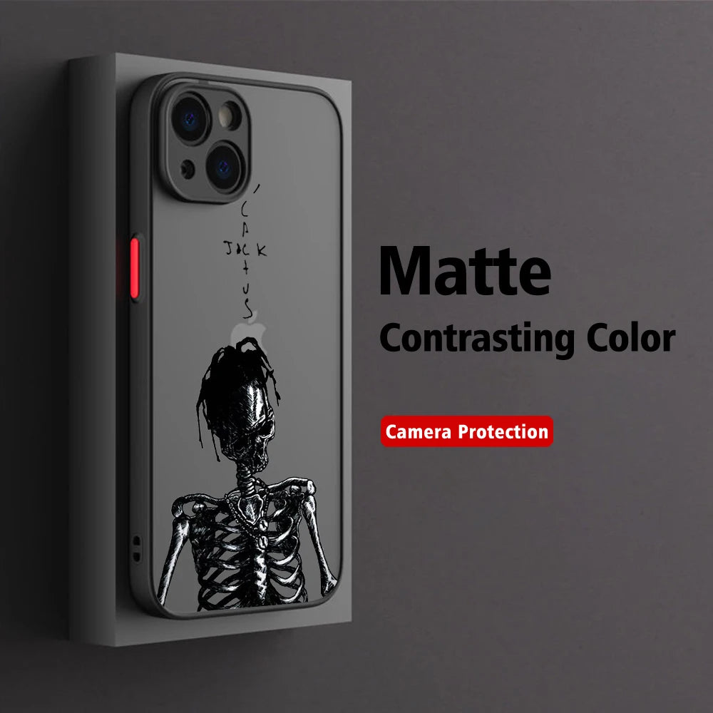 Luxury Travis Scott Cactus Jack Phone Case For iPhone 15 14 13 12 11 Mini Pro Max X XR 7 8 Plus Matte Transparent Back Cover