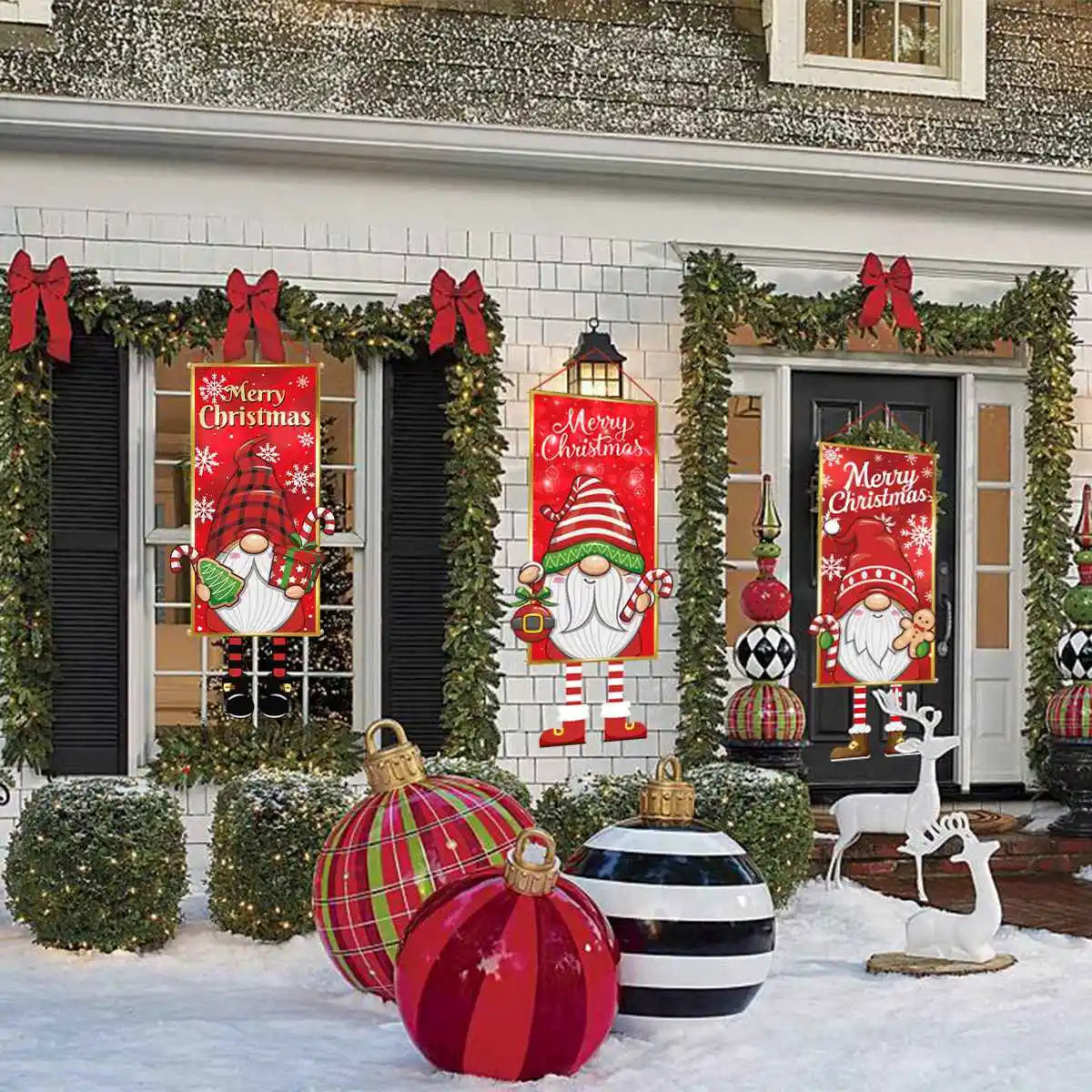 Christmas Hanging Flag Porch Door Banner Christmas Decorations For Home 2024 Ornaments Xmas Gifts Navidad  New Year Decor 2025