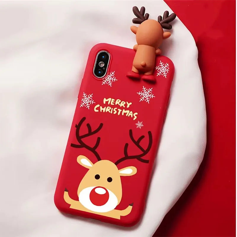 Christmas 3D Santa Claus Bear Reindeer Case For iPhone 12 13 11 14 15 Pro Max 12 13 Mini 7 8 Plus XS Max X XR SE Tpu Case Cover