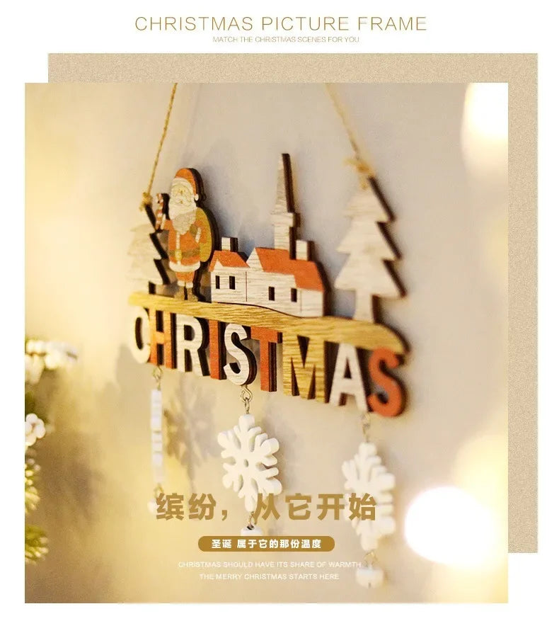 Christmas Decorative Door Hanger Wooden Pendant Christmas Gift Christmas Home Decoration New Year Naviidad Door Pendants