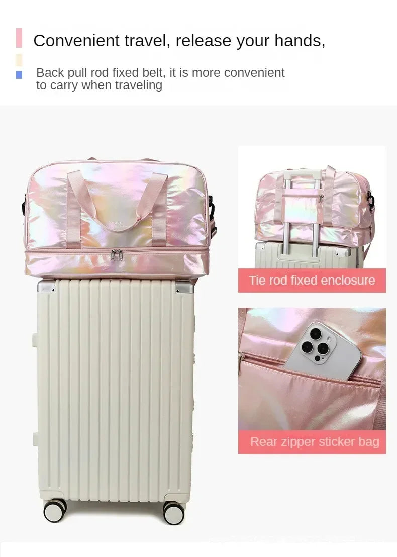 Women's Gym Travel Bag Large Capacity Handbag Shoulder Bag Casual Crossbody Luggage Bag Dry Wet Separation Sports Fitness Bag