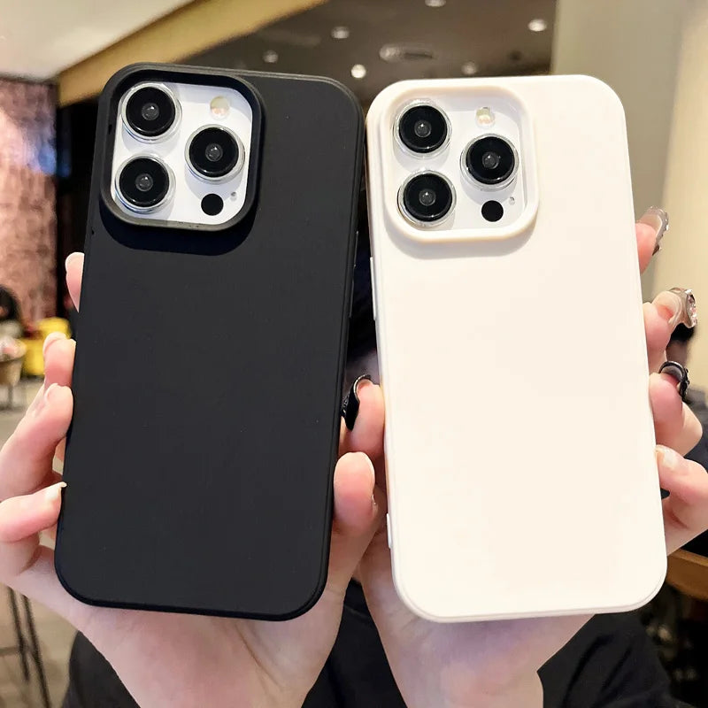 Fashion Candy Colors Soft Phone Case for IPhone 11 12 14 13 15 Pro Max 14Plus Camera Bumper Shock Protection Matte Cover Coque