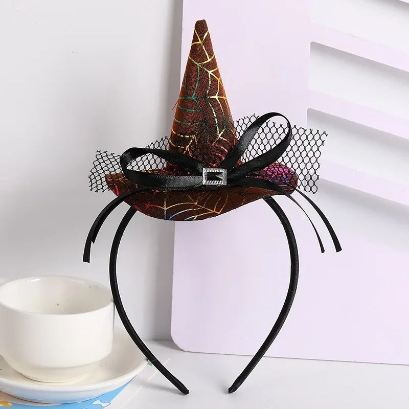 Halloween Witch Hat Headband Pumpkin Skull Spider Web Head Band Ghost Festival Kids Girls Costume Happy Halloween Day Party Hats
