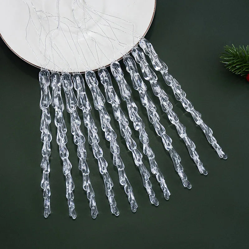 10Pcs Christmas Simulation Ice Xmas Tree Hanging Ornament Pendants Clear Fake Ice Winter Party New Year Navidad Decor for Home