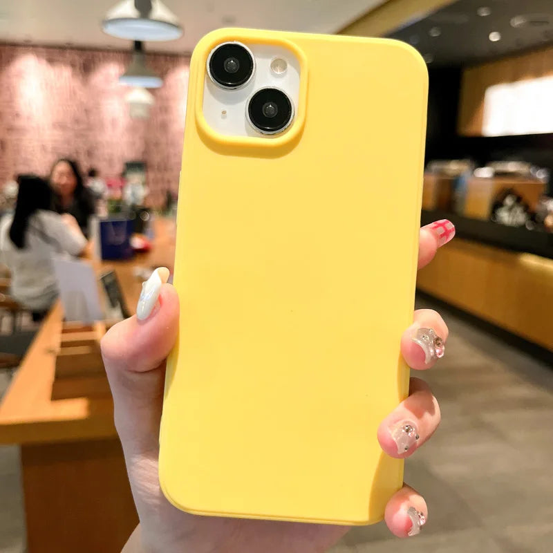 Fashion Candy Colors Soft Phone Case for IPhone 11 12 14 13 15 Pro Max 14Plus Camera Bumper Shock Protection Matte Cover Coque