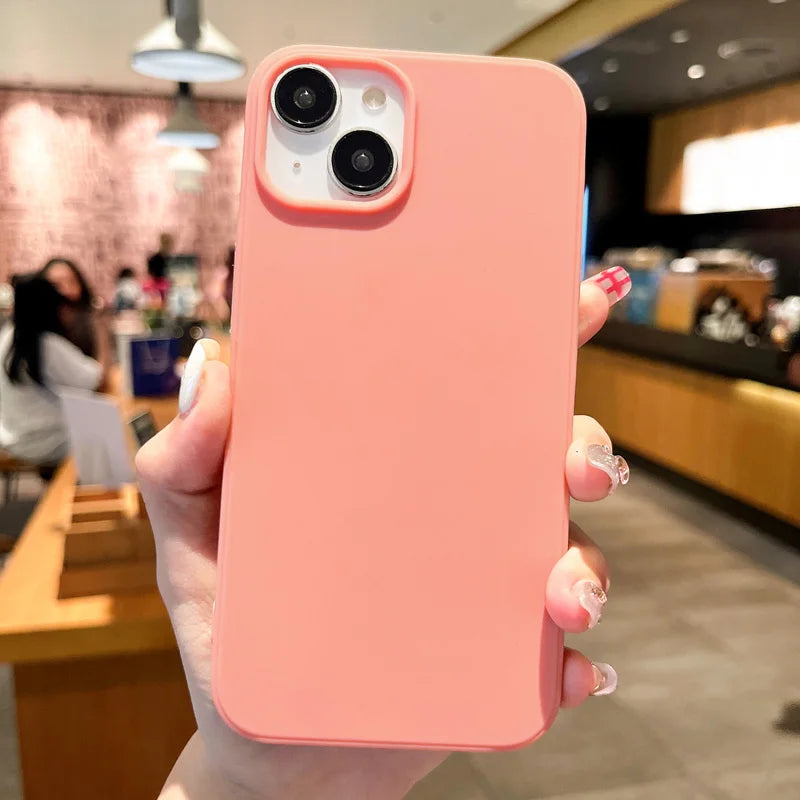 Fashion Candy Colors Soft Phone Case for IPhone 11 12 14 13 15 Pro Max 14Plus Camera Bumper Shock Protection Matte Cover Coque
