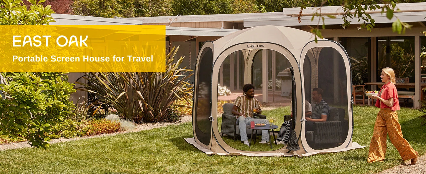 Screen House Tent Pop-Up, Portable Screen Room Canopy Instant Screen Tent 10 x 10 FT with Carry Bag for Patio, Backyard, Deck