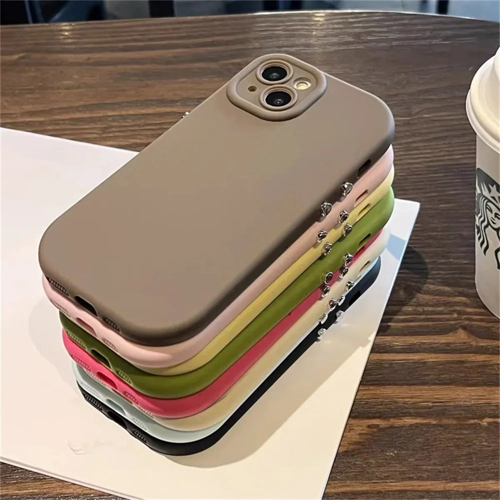Candy Color Silicone Phone Cover For iPhone 11 15 14 13 12 14 Pro Max X XR Xs Max Camera Lens Shockproof Plain Soft TPU Cases