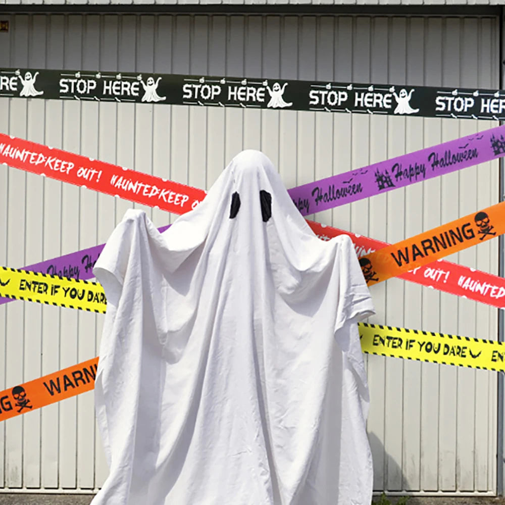 2024 Halloween Decoration Warning Tape Signs Halloween Prop Window Party Danger Warning Lline Halloween Decor Fright Tape Bundle