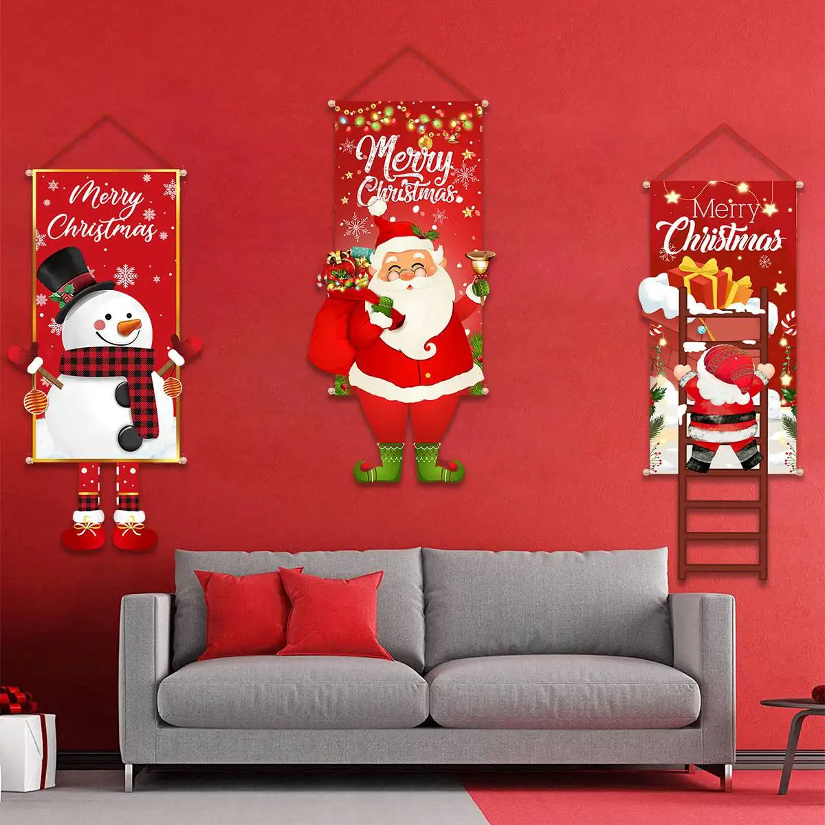 Christmas Hanging Flag Porch Door Banner Christmas Decorations For Home 2024 Ornaments Xmas Gifts Navidad  New Year Decor 2025
