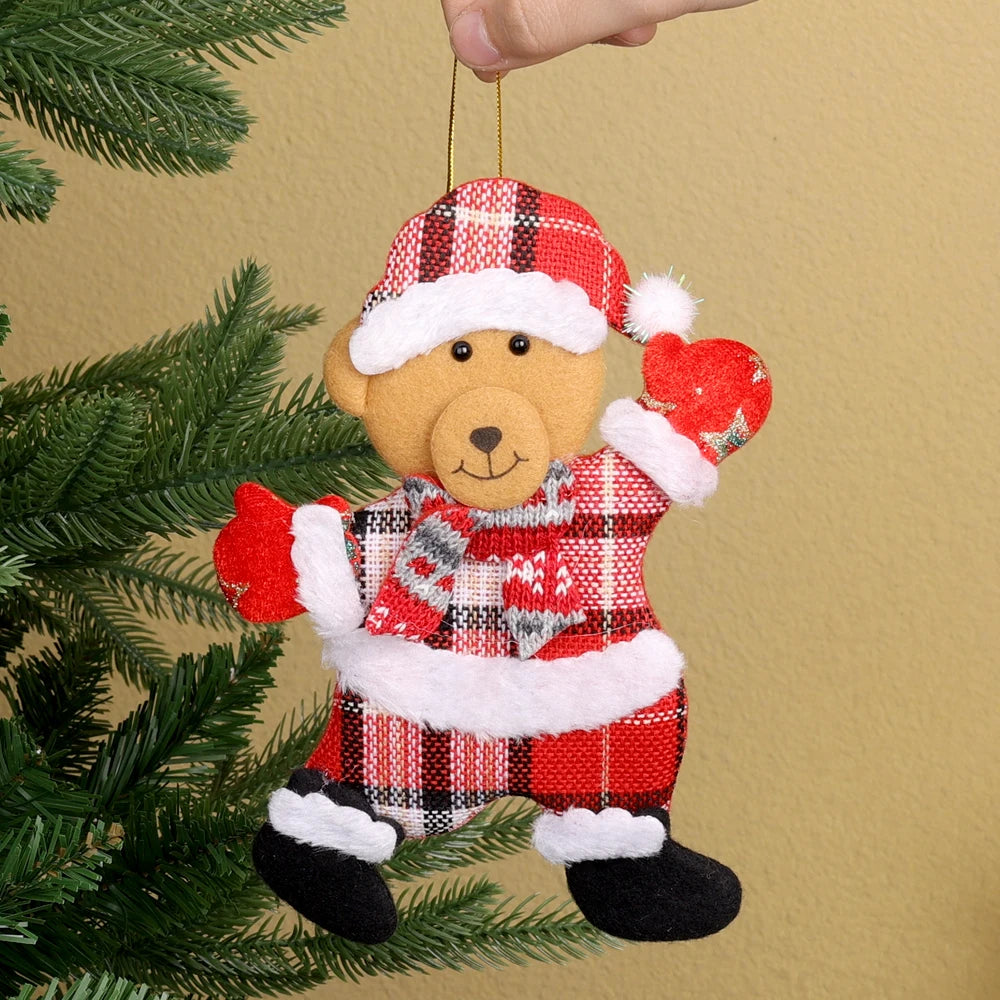 12/1Pcs Christmas Plush Doll Ornaments Santa Claus Snowman Xmas Tree Hanging Pendants Home Xmas New Year Party Decorations Gifts