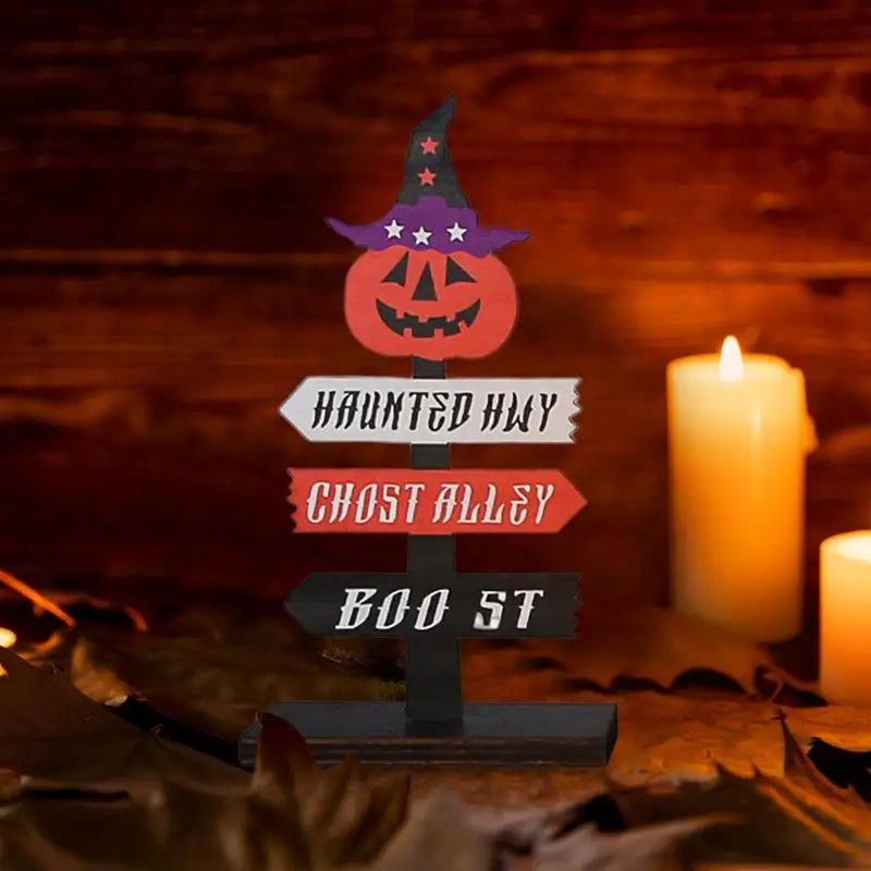 Halloween Table Sign Scary Funny Retro Home Decoration Tabletop Ornament Wooden Sign Halloween Accessories For Homes Dining Room