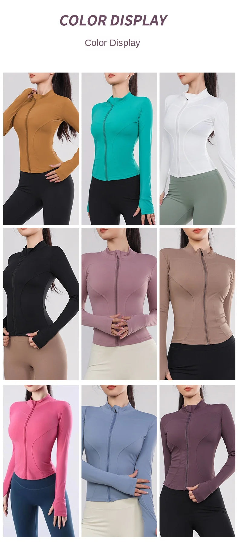 Women's sports jacket zipper yoga jacket blazer gym workout tights breathable fast dry
