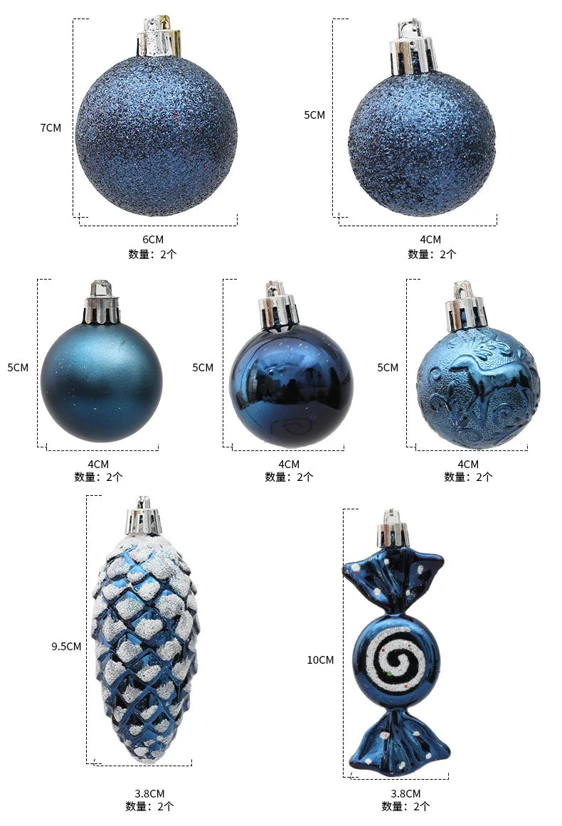 20/29/40pcs Christmas Ball Blue Red Christmas Tree Hanging Pendants Home Gifts New Year Special-shaped Christmas Spheres 2023