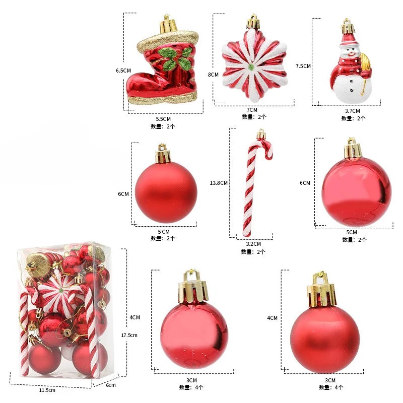 20/29/40pcs Christmas Ball Blue Red Christmas Tree Hanging Pendants Home Gifts New Year Special-shaped Christmas Spheres 2023