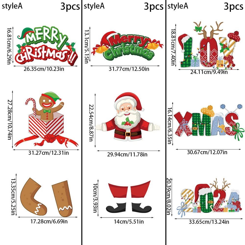 Christmas Door Hanging Banner Cute Christmas Porch Door Paper Banner Garland for Xmas Home Decorations New Year Party Supplies