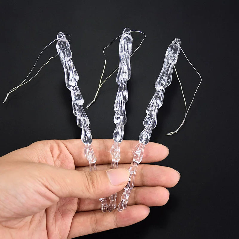 10Pcs Christmas Simulation Ice Xmas Tree Hanging Ornament Pendants Clear Fake Ice Winter Party New Year Navidad Decor for Home