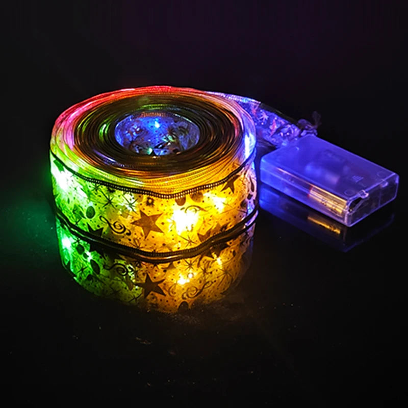 2024 LED Colouful Fairy Ribbon Lights Holiday Christmas Decoration Liquidation Ribbon for Christmas Tree Diy Christmas Tree