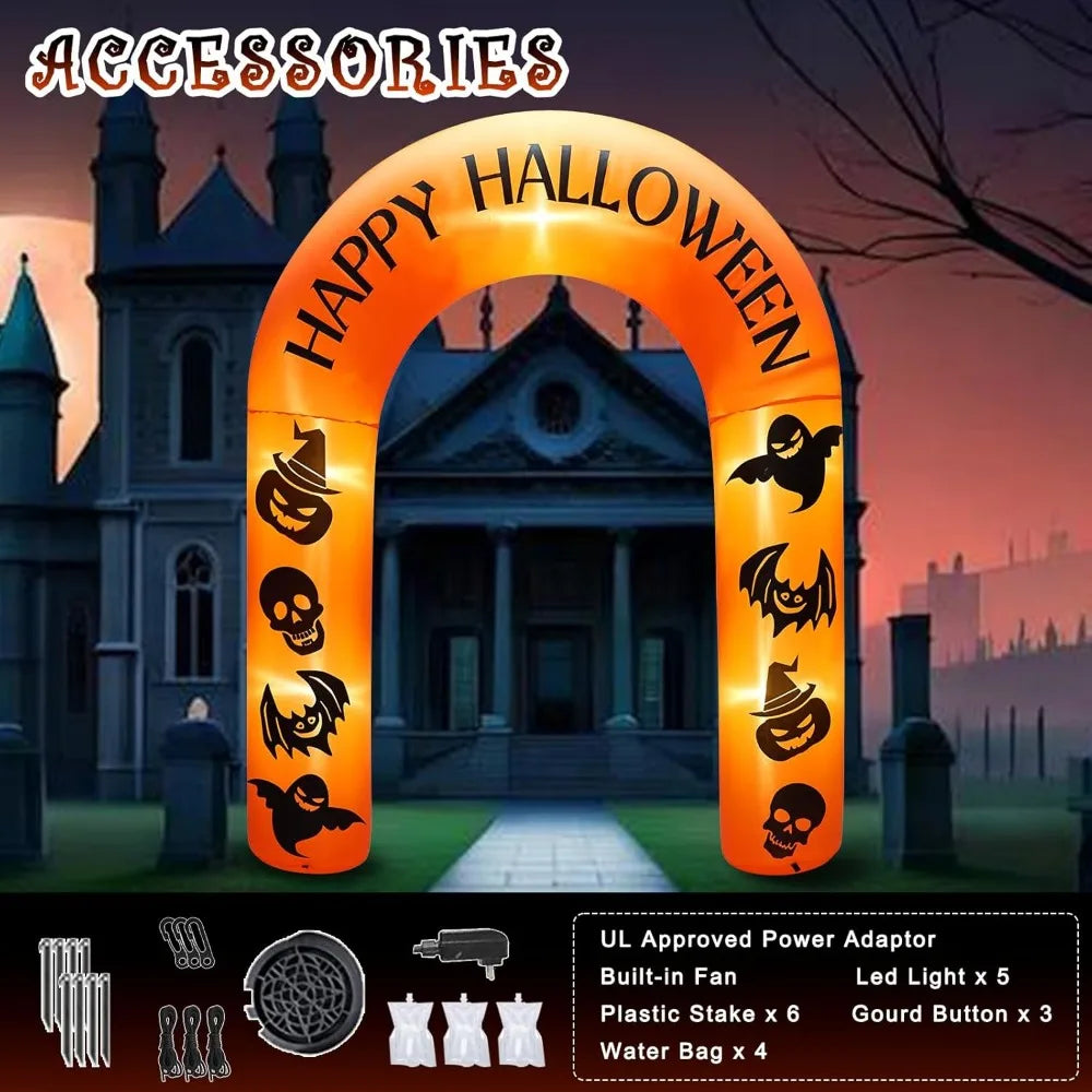 8 FT Halloween Inflatable, Halloweens Blow Up Archway Yard Decorations, Halloween Inflatable
