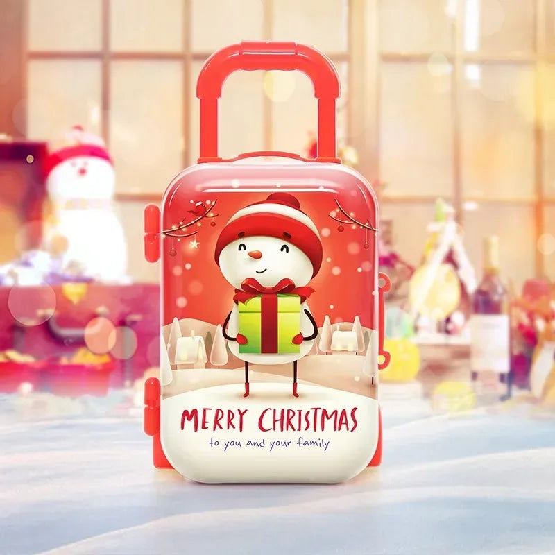 Creative Christmas Luggage Candy Box Cartoon Santa Claus Snowman Elk Elf Xmas Gift Bag Christmas Decor New Year Money Suitcase