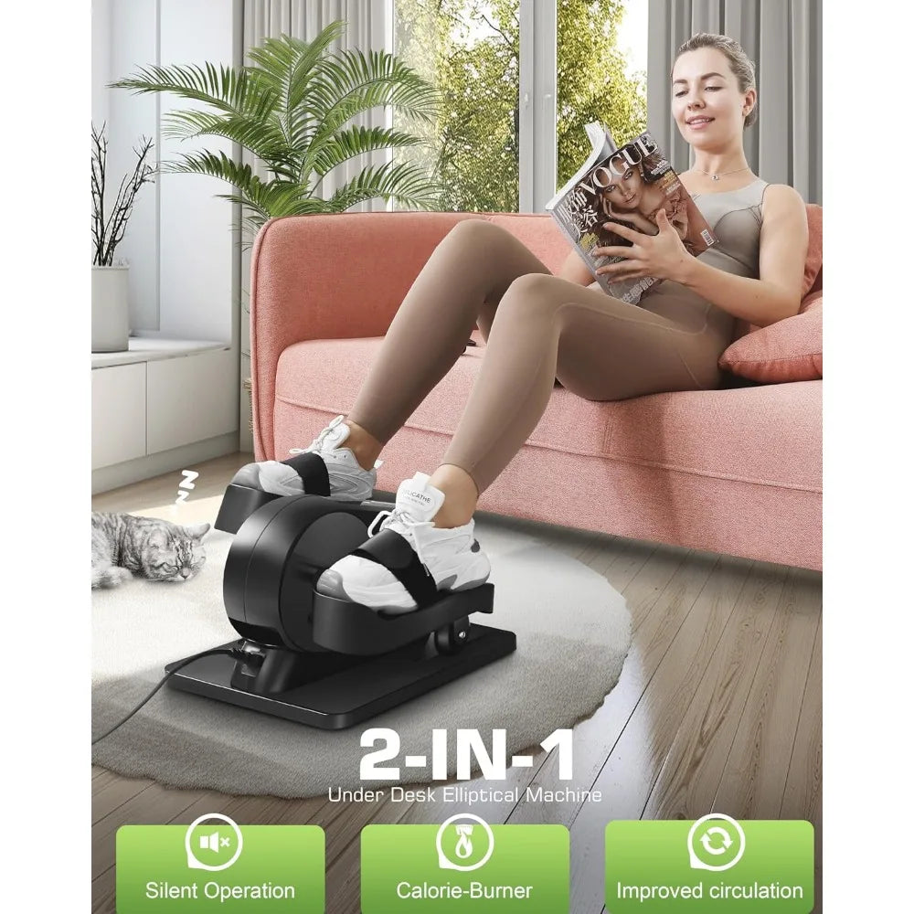 Under Desk Elliptical Machine,Ellipse Leg Exerciser,Dual Mode Resistance/Speed Adjustable Motorized Bike Pedal Exerciser