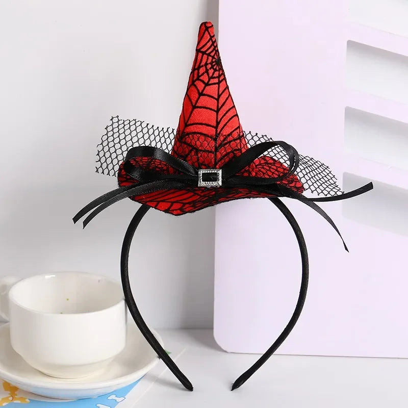 Halloween Witch Hat Headband Pumpkin Skull Spider Web Head Band Ghost Festival Kids Girls Costume Happy Halloween Day Party Hats