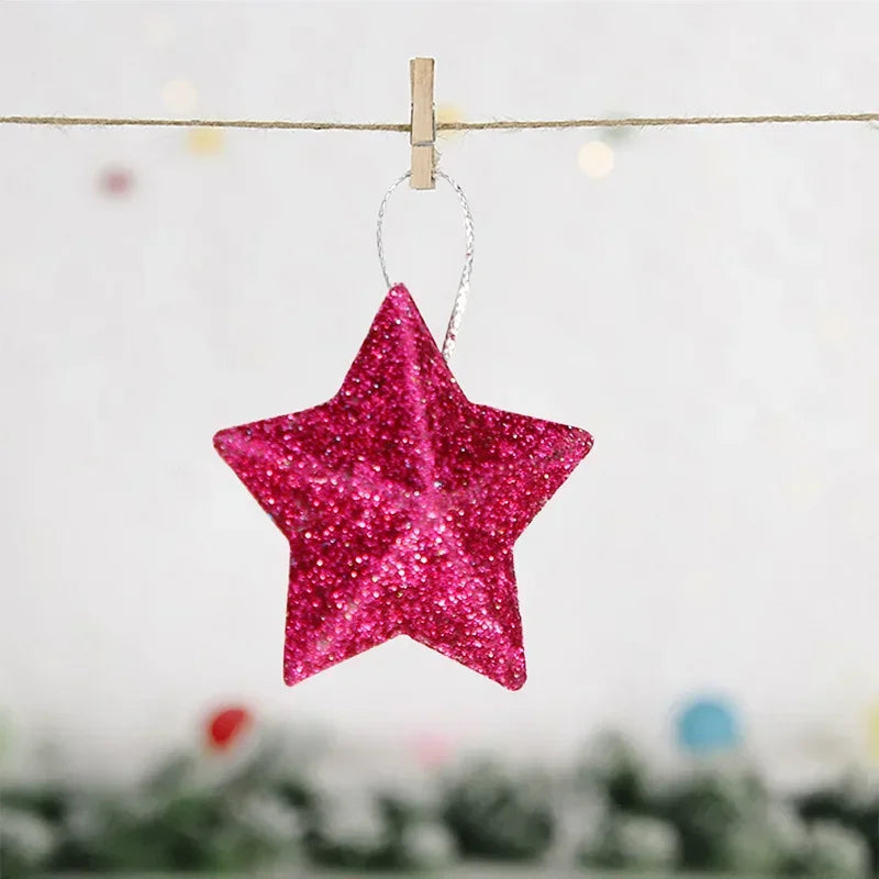 Gold Glitter Star Ornaments Christmas Tree Pendant Plastic Christmas Decorations Festive Embellish Party Navidad Decoration 2025