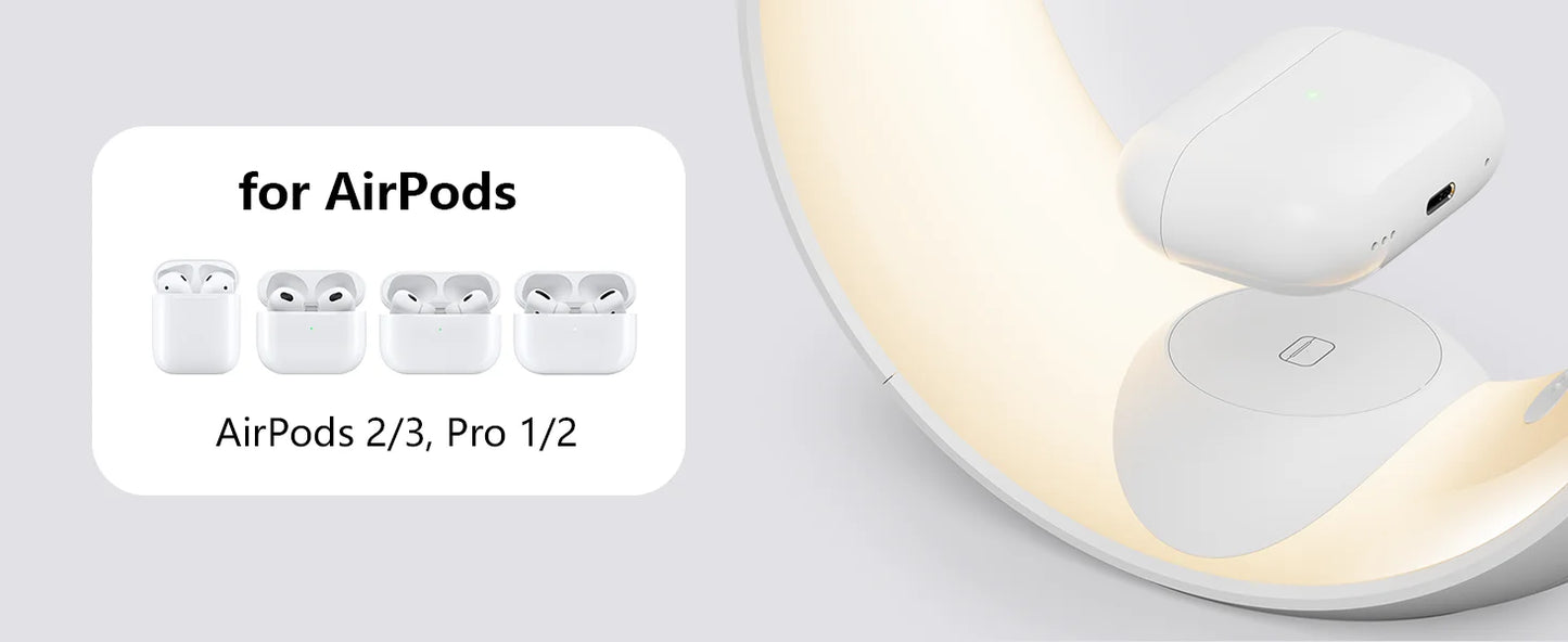 MagSafe Wireless Charger Air Pods Apple Watch Moon Phone Holder Night Light RGB Bedroom Office Home For iPhone Samsung iWatch