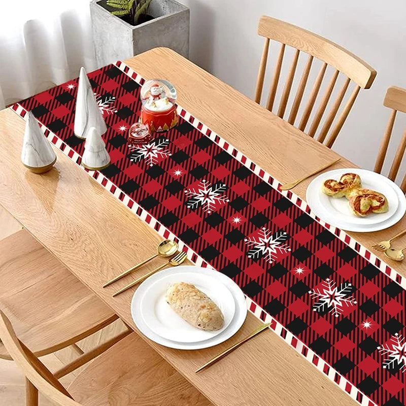 Christmas Table Runner Merry Christmas Decoration for Home Xmas Party Decor 2024 Navidad Notal Noel Ornament Happy New Year 2025