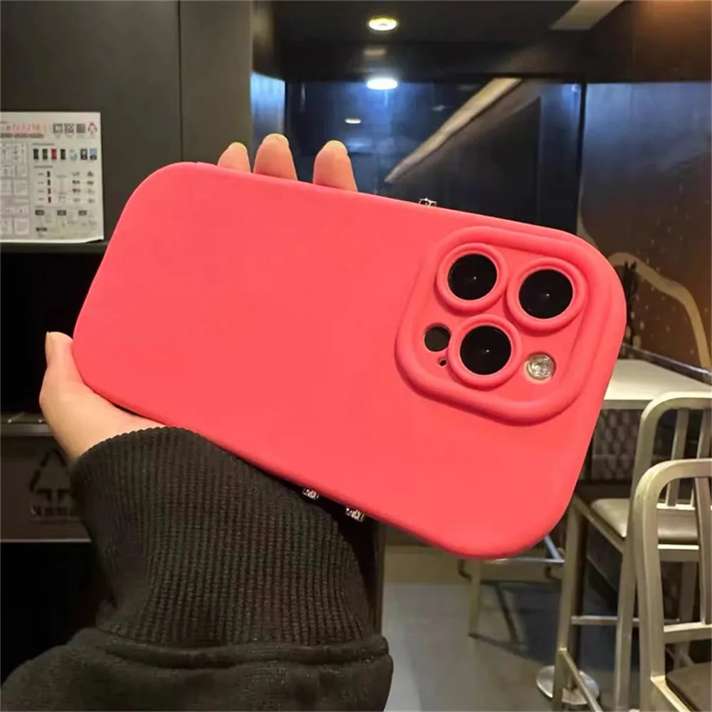 Candy Color Silicone Phone Cover For iPhone 11 15 14 13 12 14 Pro Max X XR Xs Max Camera Lens Shockproof Plain Soft TPU Cases
