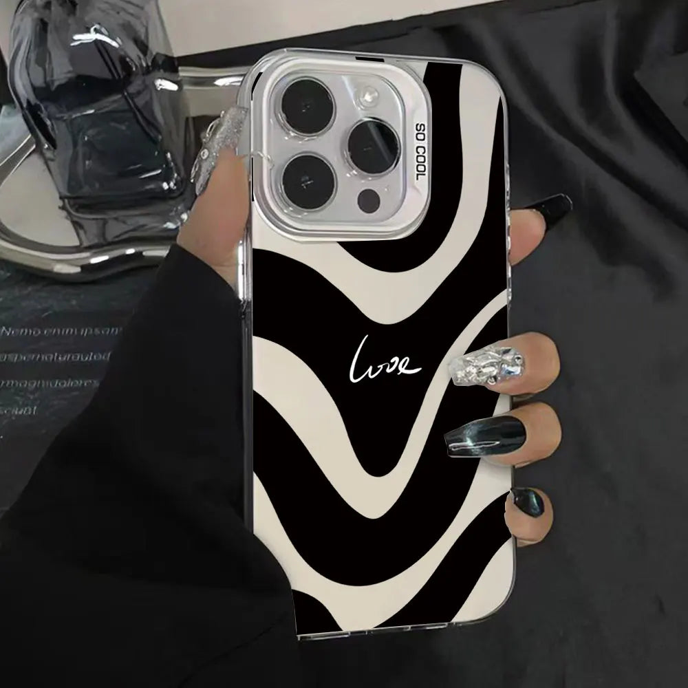 Color Case For iPhone 16 15 14 13 12 11 Pro Max X XR XS Max 7 8 Plus SE 2023 2022 2020 Cover IMD Shockproof Luxury Stripe Fundas