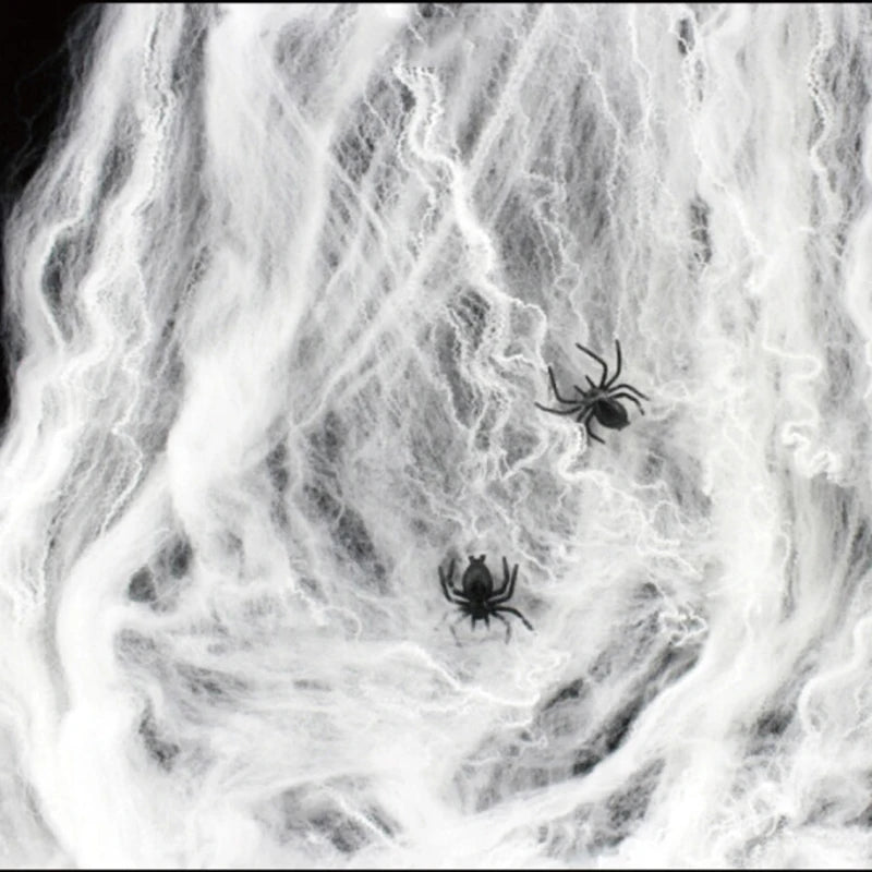 Halloween Black White Artificial Spider Web Stretchy Cobweb Halloween Home Haunted House Scary Scene Props Party Decorations