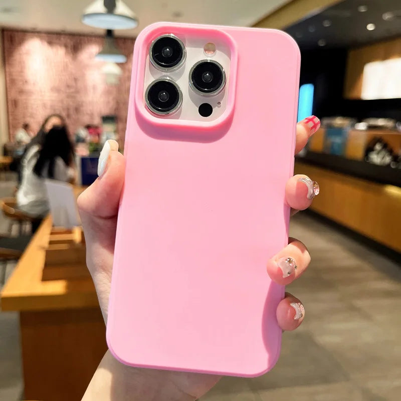 Fashion Candy Colors Soft Phone Case for IPhone 11 12 14 13 15 Pro Max 14Plus Camera Bumper Shock Protection Matte Cover Coque