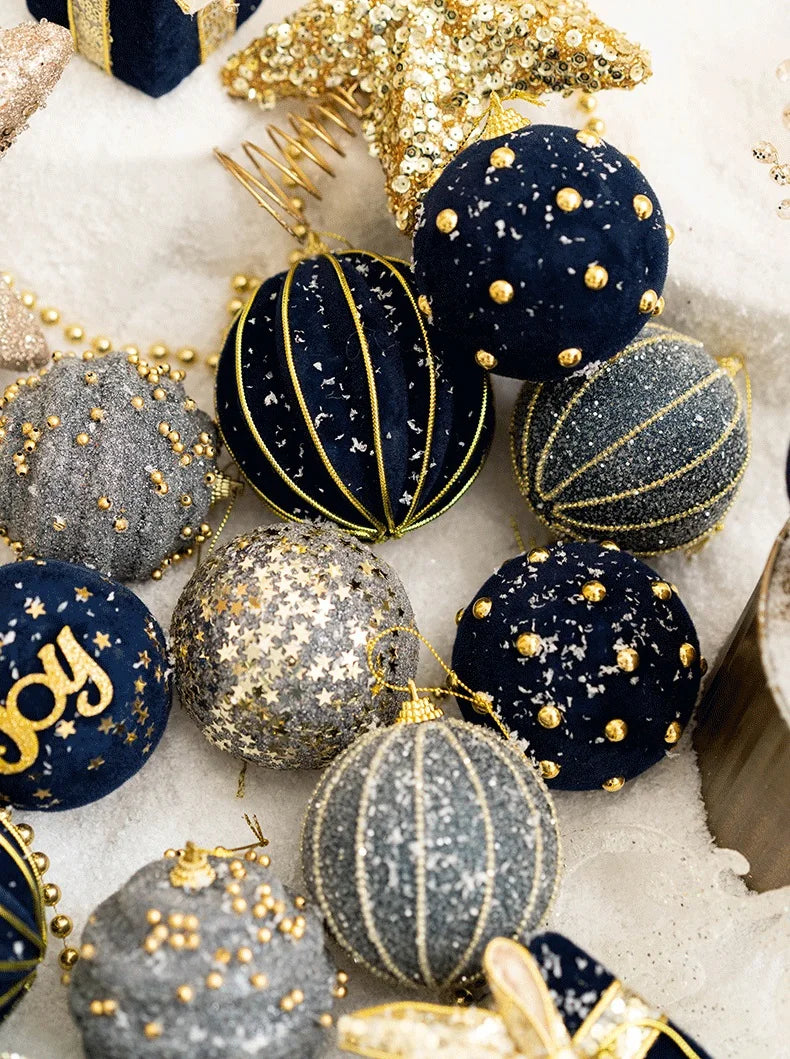 Christmas Ball Painted Ball Golden Silvery Champagne Glitter Stars Christmas Tree Hanging Window Decoration Small Gifts Toys