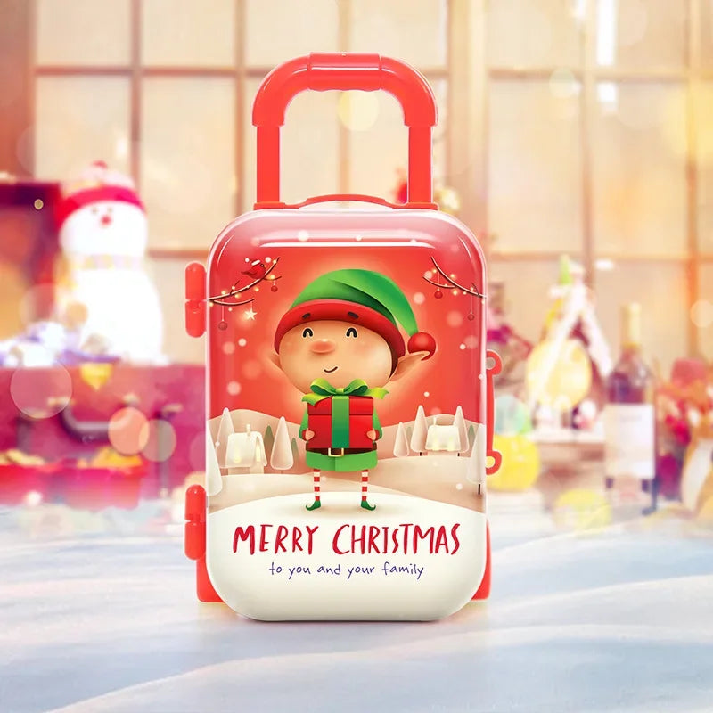 Creative Christmas Luggage Candy Box Cartoon Santa Claus Snowman Elk Elf Xmas Gift Bag Christmas Decor New Year Money Suitcase