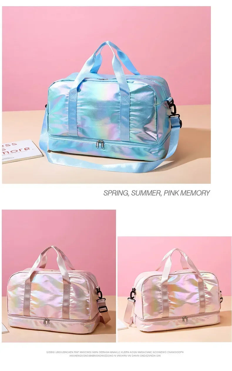 Women's Gym Travel Bag Large Capacity Handbag Shoulder Bag Casual Crossbody Luggage Bag Dry Wet Separation Sports Fitness Bag