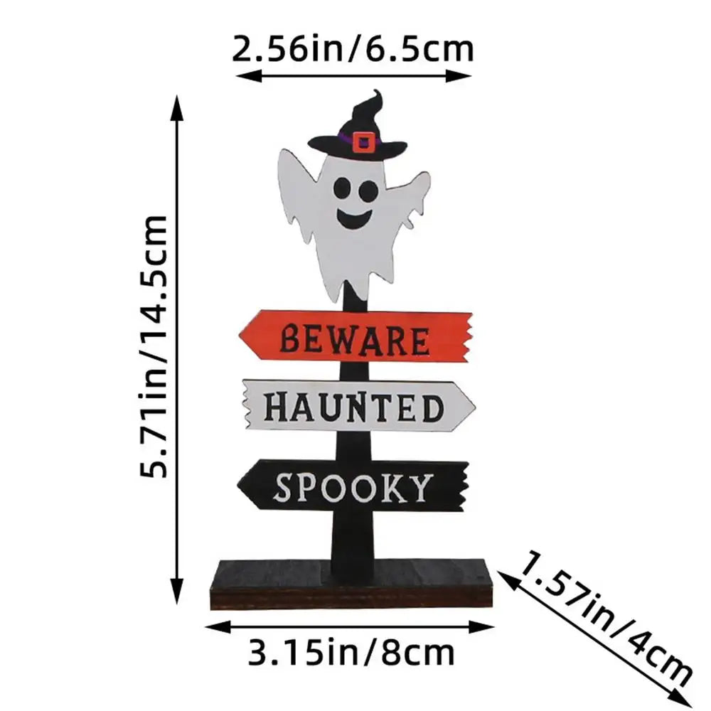 Halloween Table Sign Scary Funny Retro Home Decoration Tabletop Ornament Wooden Sign Halloween Accessories For Homes Dining Room