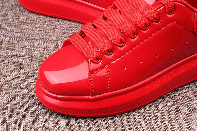 Sneaker Casual Men Women Designer Board Shoes Fashion Patent Leather Breathable Increased Internal Flat Platform White Shoes