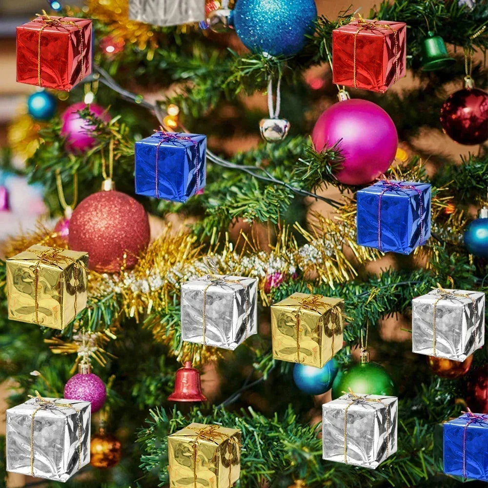 48/12/6Pcs Christmas Foam Gifts Boxes Xmas Tree Square Foam Candy Gifts Boxes Hanging Home Party Decor Supplies Ornament Pendant