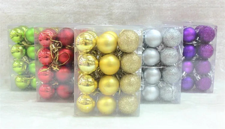 24Pcs Christmas Balls Ornament Plastic Christmas Tree Gold Red Pink Ball Pendant Hanging Decor Christmas Decoration 2024 Navidad
