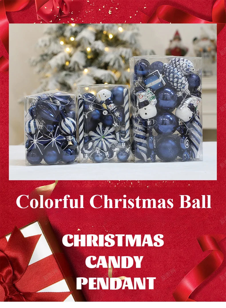 20/29/40pcs Christmas Ball Blue Red Christmas Tree Hanging Pendants Home Gifts New Year Special-shaped Christmas Spheres 2023