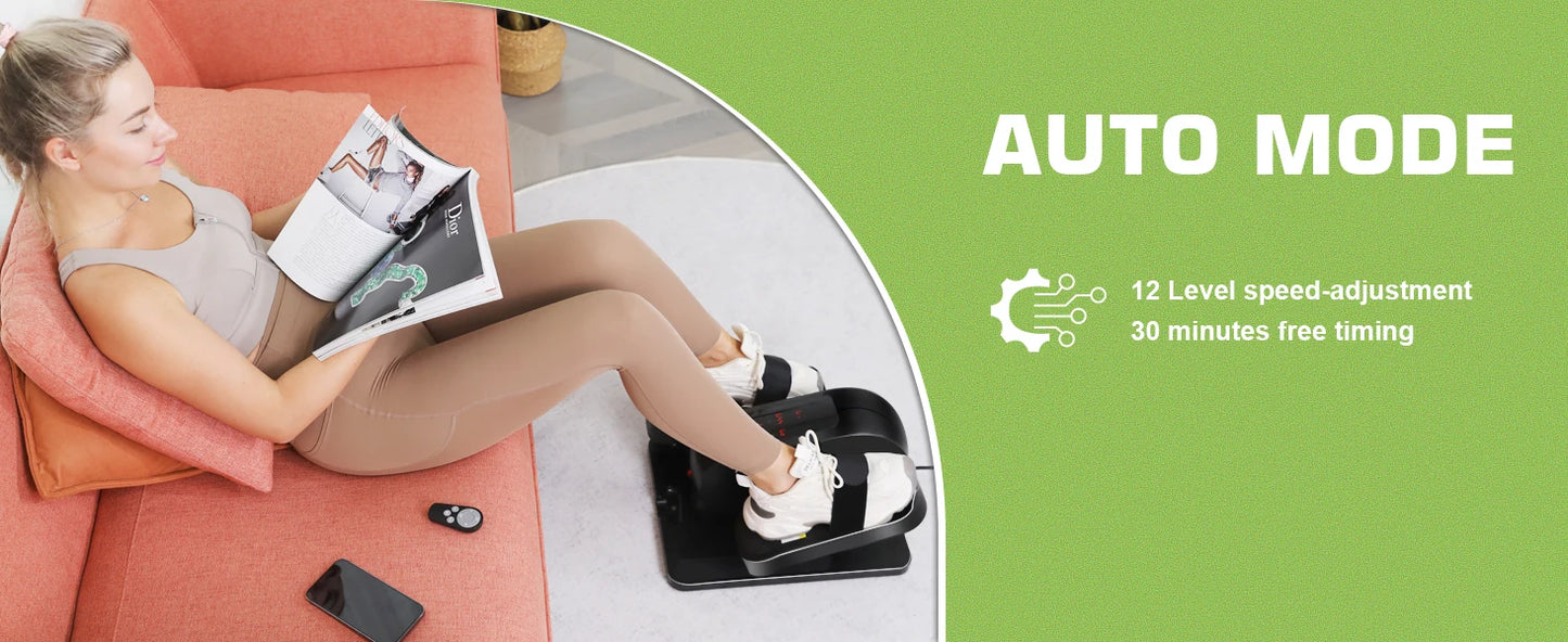 Under Desk Elliptical Machine,Ellipse Leg Exerciser,Dual Mode Resistance/Speed Adjustable Motorized Bike Pedal Exerciser