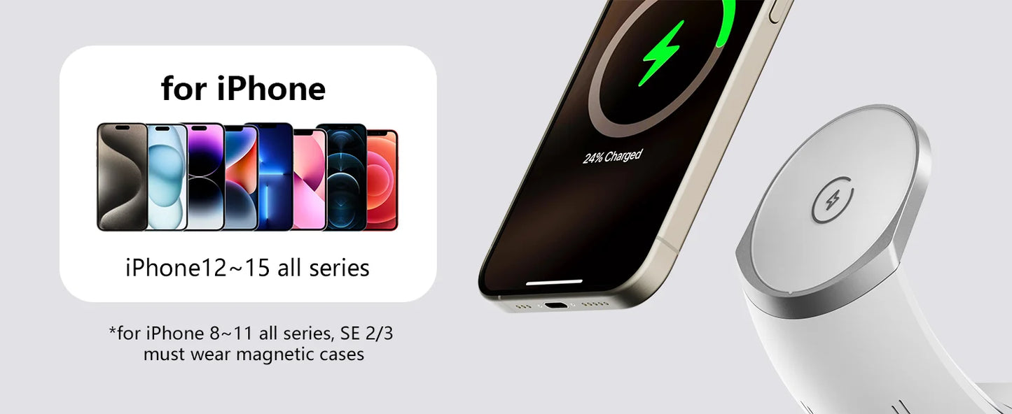 MagSafe Wireless Charger Air Pods Apple Watch Moon Phone Holder Night Light RGB Bedroom Office Home For iPhone Samsung iWatch