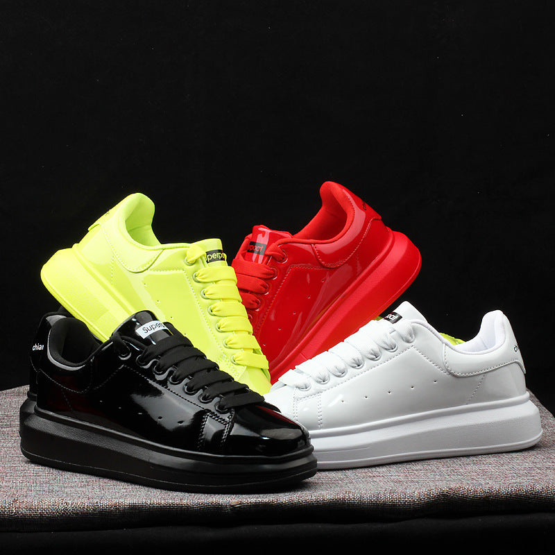 Sneaker Casual Men Women Designer Board Shoes Fashion Patent Leather Breathable Increased Internal Flat Platform White Shoes