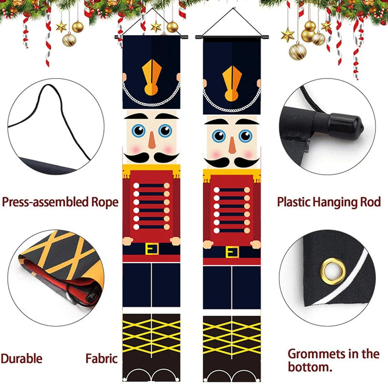 Christmas Couplets Santa Claus Snowman Door Curtain Decoration Christmas Flag Wall Decoration Background Hanging Flag Decor